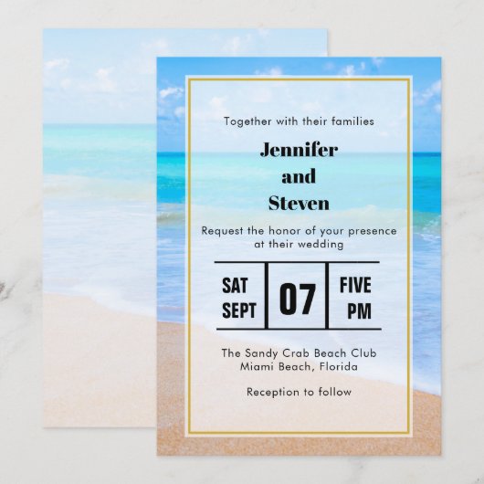Amazing Beach Tropical Scene Photo Wedding Invite Kaart (Voorkant / Achterkant)