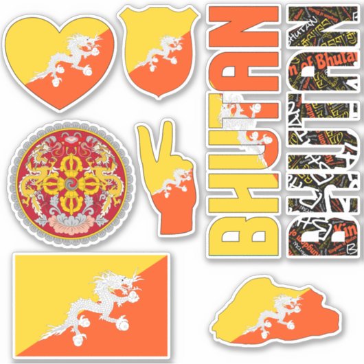 Amazing Bhutan Shapes National Symbols Sticker (Voorkant)