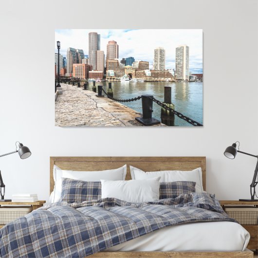 Amazing Boston Skyline Canvas (Insitu (Slaapkamer))