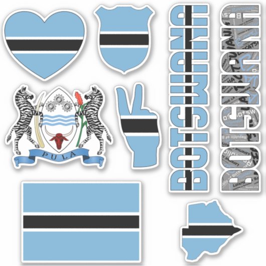 Amazing Botswana Shapes National Symbols Sticker (Voorkant)