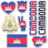 Amazing Cambodia Shapes National Symbols Sticker (Voorkant)