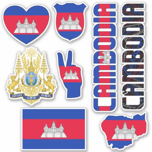 Amazing Cambodia Shapes National Symbols Sticker (Voorkant)