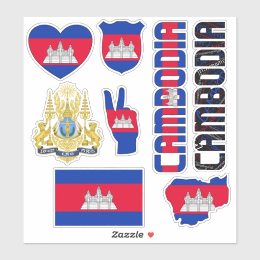 Amazing Cambodia Shapes National Symbols Sticker (Vel)
