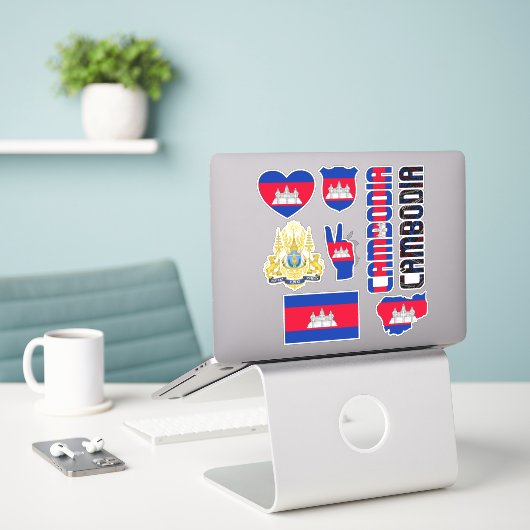 Amazing Cambodia Shapes National Symbols Sticker (Laptop op bureau)