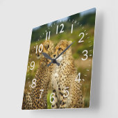 Amazing Cheetah Vierkante Klok (Hoek)