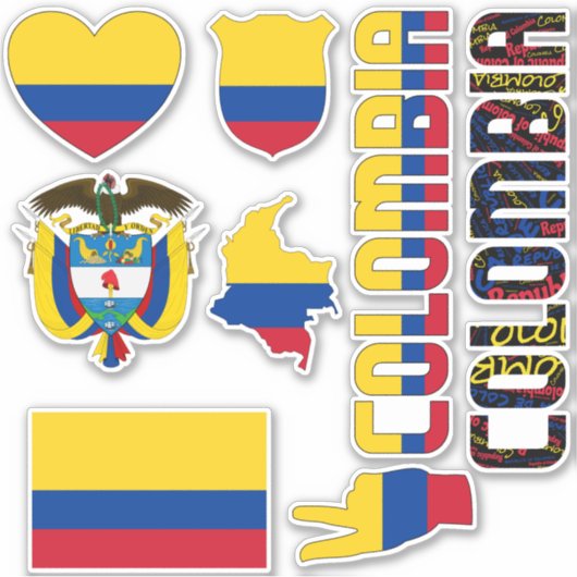 Amazing Colombia Shapes National Symbols Sticker (Voorkant)
