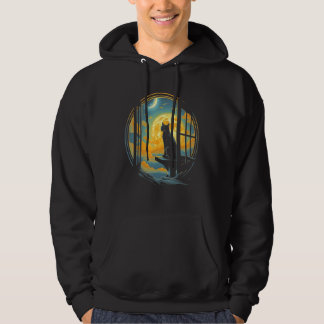 Amazing Cute Cat Motifs Cat With Moon Cat Mom Art Hoodie