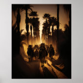 Amazing Desert Camel Caravan in een woestijnreis Poster (Voorkant)