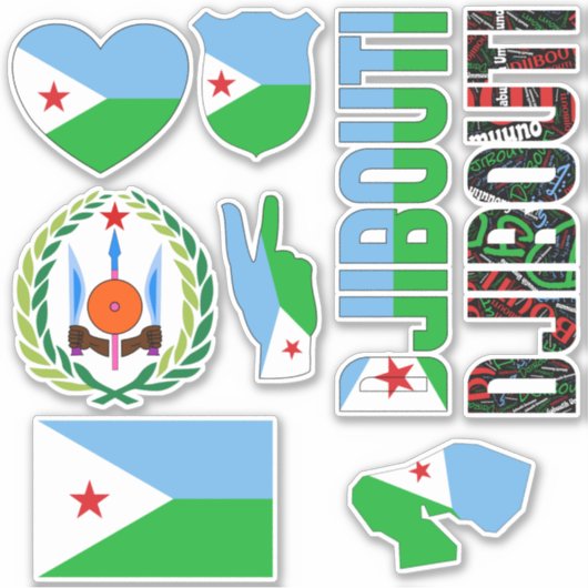 Amazing Djibouti Shapes National Symbols Sticker (Voorkant)