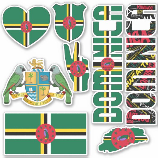 Amazing Dominica Shapes National Symbols Sticker (Voorkant)