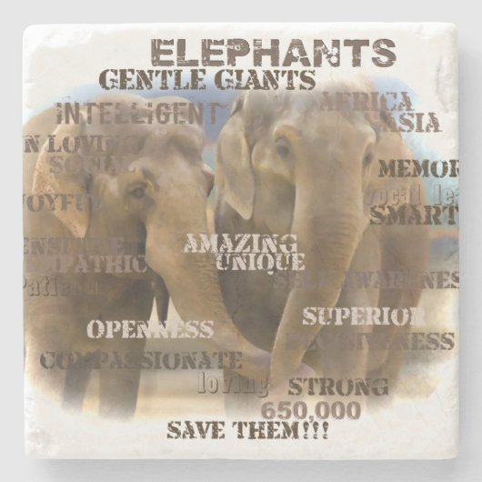 Amazing Elephants Marble Stone Onderzetter (Voorkant)