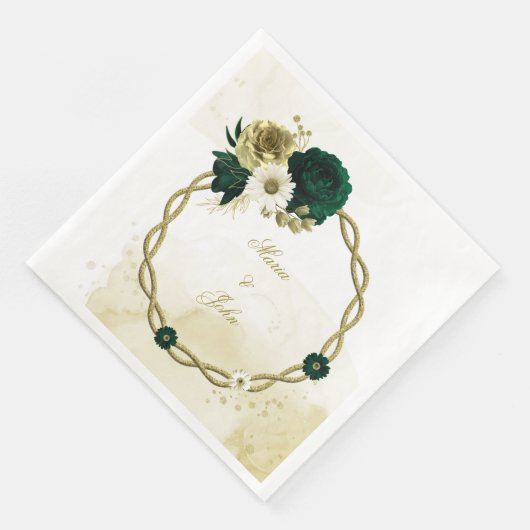 Amazing emerald green iory gold floral wreate servet (Hoek)