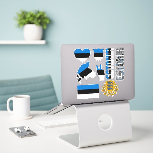 Amazing Estonia Shapes National Symbols Sticker (Laptop op bureau)