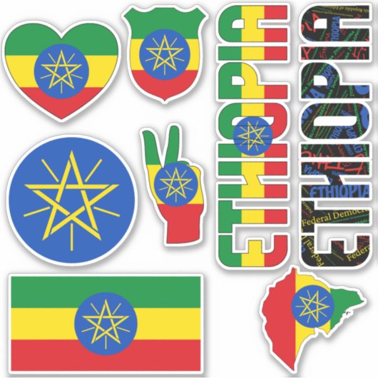 Amazing Ethiopia Shapes National Symbols Sticker (Voorkant)