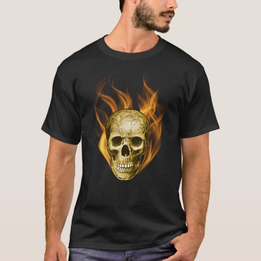 Amazing Flaming Skull Design T-shirt (Voorkant)