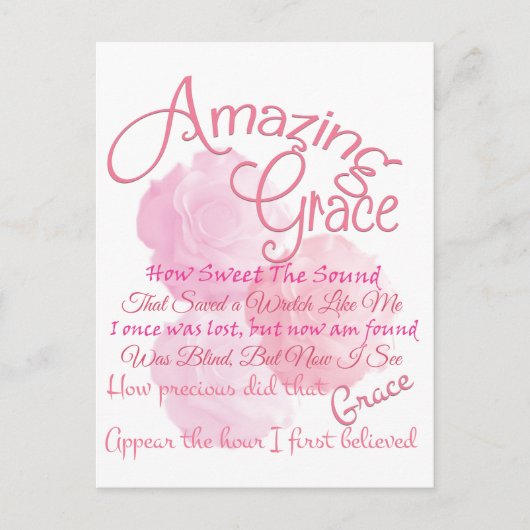 Amazing Grace Beauely Pink Rose Typografie Briefkaart (Voorkant)