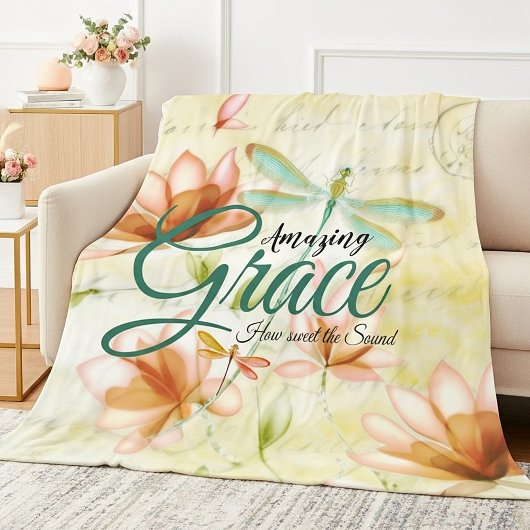 Amazing Grace Bloemen en libel   Fleece Deken