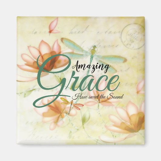 Amazing Grace Bloemen en libel Magneet (Voorkant)