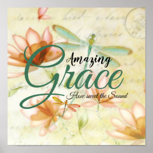 Amazing Grace Bloemen en libel   Poster