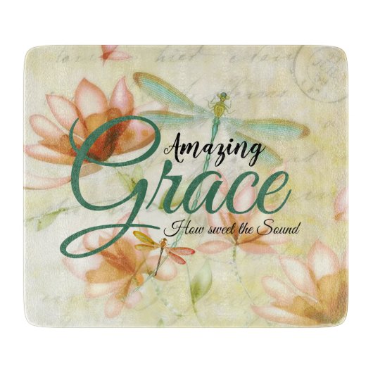 Amazing Grace Bloemen en libel Snijplank (Voorkant)