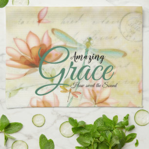 Amazing Grace Bloemen en libel Theedoek