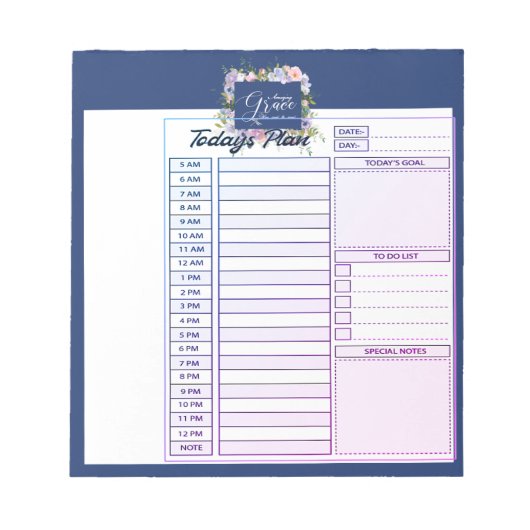 Amazing grace bloemendagplanner notitieblok (Voorkant)
