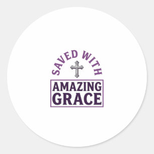 Amazing Grace Christelijk Kruis Vintage Ronde Sticker