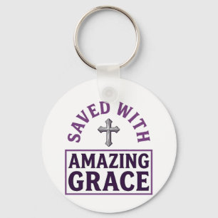 Amazing Grace Christelijk Kruis Vintage Sleutelhanger