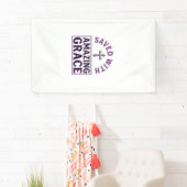 Amazing Grace Christelijk Kruis Vintage Spandoek (Insitu)