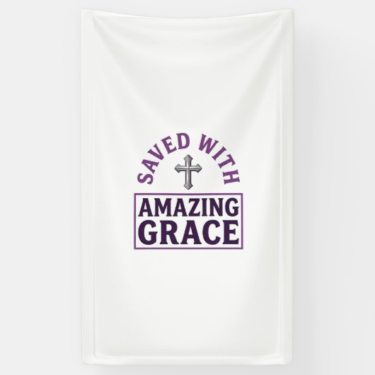 Amazing Grace Christelijk Kruis Vintage Spandoek (Verticaal)
