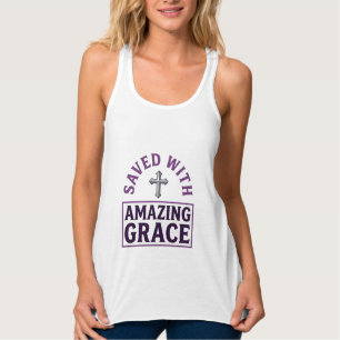 Amazing Grace Christelijk Kruis Vintage Tanktop