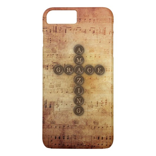 Amazing Grace Cross op Aged Sheet Music Case-Mate iPhone Case (Achterkant)
