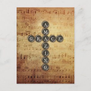 Amazing Grace Cross op muziekblad Briefkaart