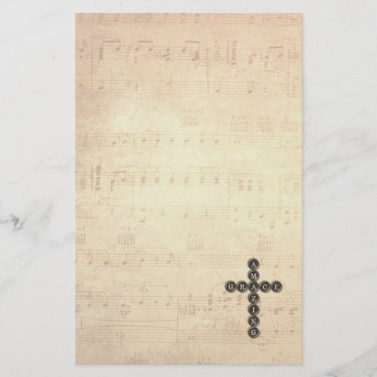 Amazing Grace Cross op  muziekblad Briefpapier (Voorkant)
