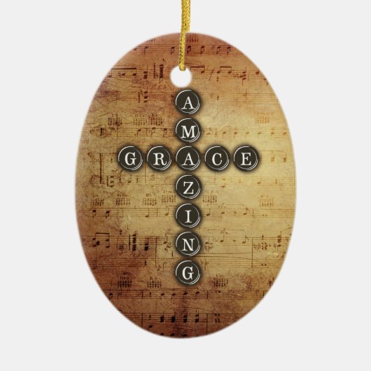 Amazing Grace Cross op  muziekblad Keramisch Ornament (Voorkant)
