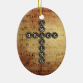 Amazing Grace Cross op  muziekblad Keramisch Ornament (Achterkant)