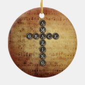 Amazing Grace Cross op muziekblad Keramisch Ornament (Achterkant)