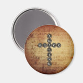 Amazing Grace Cross op  muziekblad Magneet (Voorkant / Achterkant)