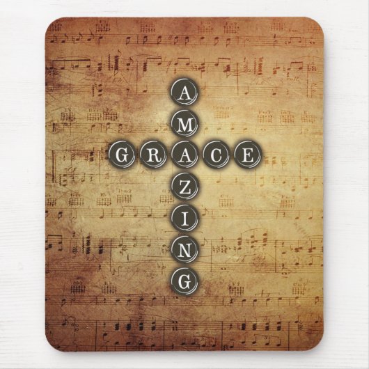 Amazing Grace Cross op  muziekblad Muismat (Voorkant)