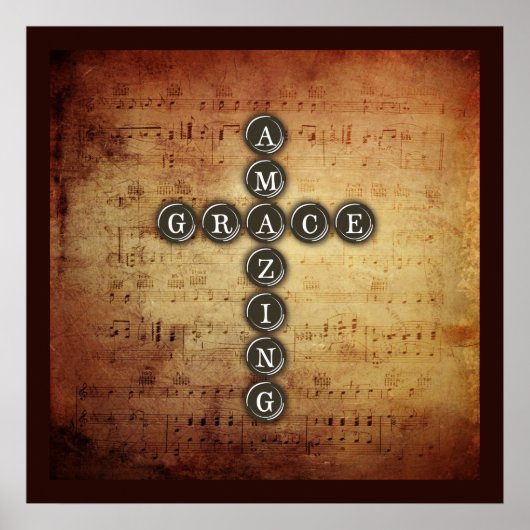 Amazing Grace Cross op  muziekblad Poster (Voorkant)