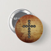 Amazing Grace Cross op muziekblad Ronde Button 5,7 Cm (Voorkant /achterkant)