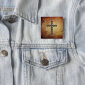 Amazing Grace Cross op  muziekblad Vierkante Button 5,1 Cm (In situ)