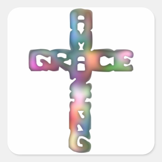 Amazing Grace Cross Vierkante Sticker (Voorkant)