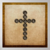 Amazing Grace Cross Wordart Poster (Voorkant)