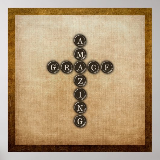 Amazing Grace Cross Wordart Poster (Voorkant)