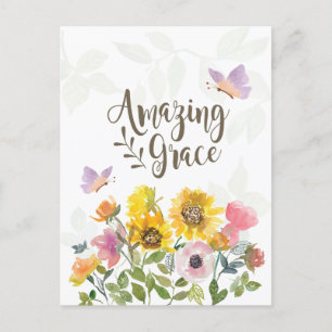 Amazing Grace Flowers and Butterflies Christelijk Briefkaart