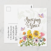 Amazing Grace Flowers and Butterflies Christelijk Briefkaart (Voorkant / Achterkant)
