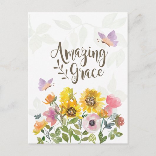 Amazing Grace Flowers and Butterflies Christelijk Briefkaart (Voorkant)
