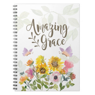 Amazing Grace Flowers and Butterflies Christelijk Notitieboek