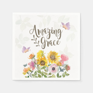 Amazing Grace Flowers and Butterflies Christelijk Servet